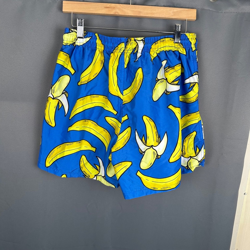 Uzzi Men Blue Banana Print Swim Trunks Mesh Lined Drawstring Board Shorts L - Picture 6 of 7